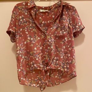 Pink floral blouse
